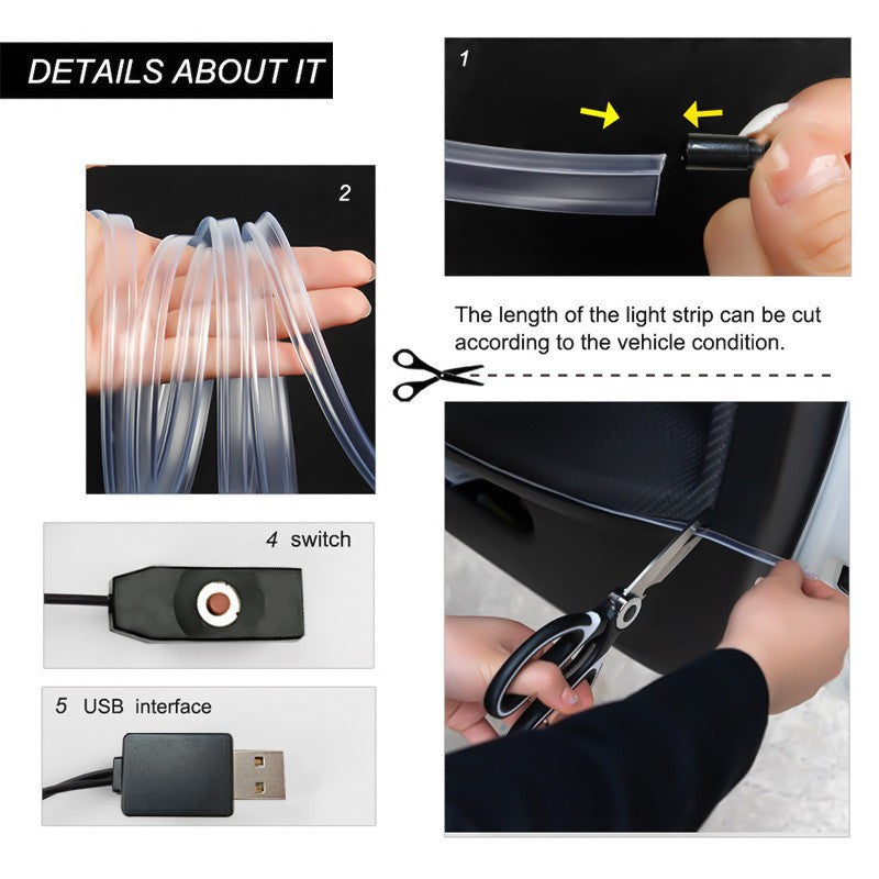 Tira de luces LED RGB de 5m para el ambiente interior del coche