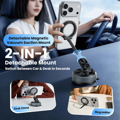 VelCar Auto Detachable Magnetic Car Phone Mount | 2-in-1 Ring Holder