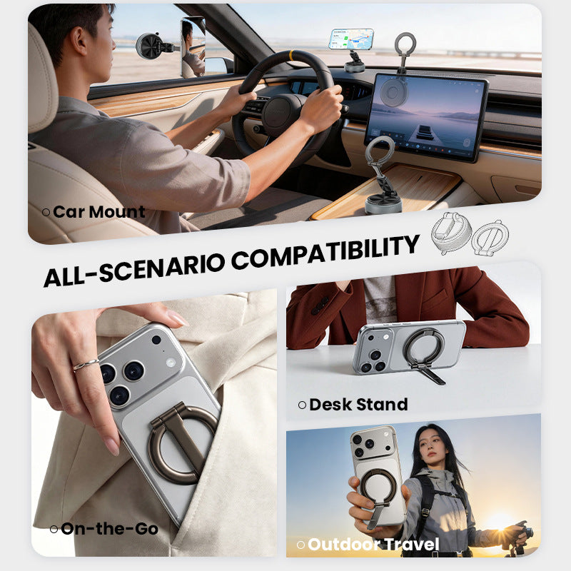 VelCar Auto Detachable Magnetic Car Phone Mount | 2-in-1 Ring Holder