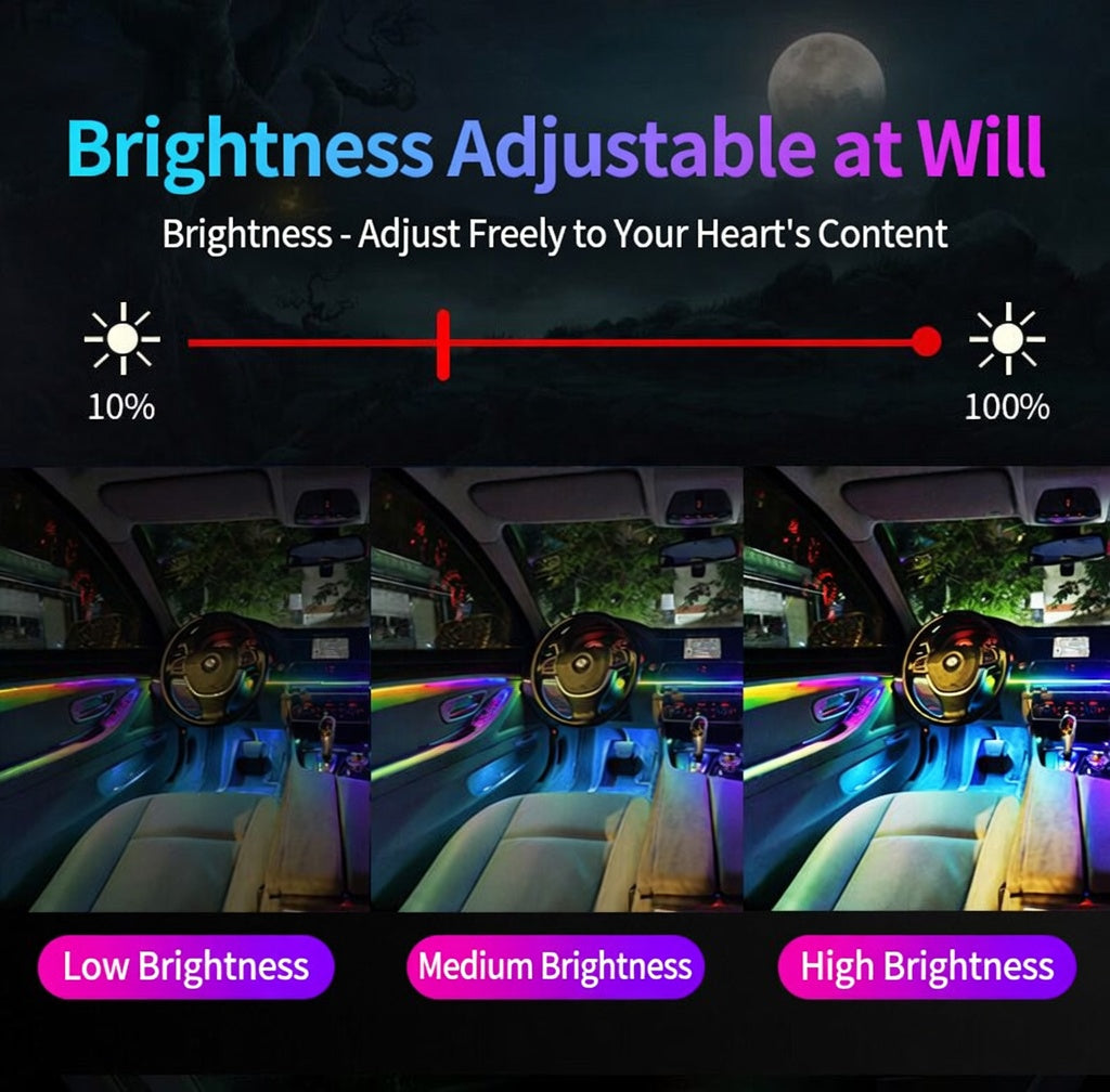 Kit de Luces Ambientales RGB para el Interior del Coche con Control por Aplicación