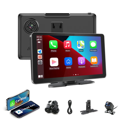 Cámara de salpicadero con espejo retrovisor CarPlay de doble lente 4K