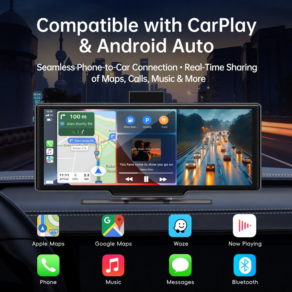 4K Dual Lens CarPlay Rearview Mirror Dash Cam