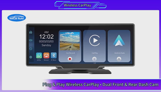 Cámara de salpicadero con espejo retrovisor CarPlay de doble lente 4K