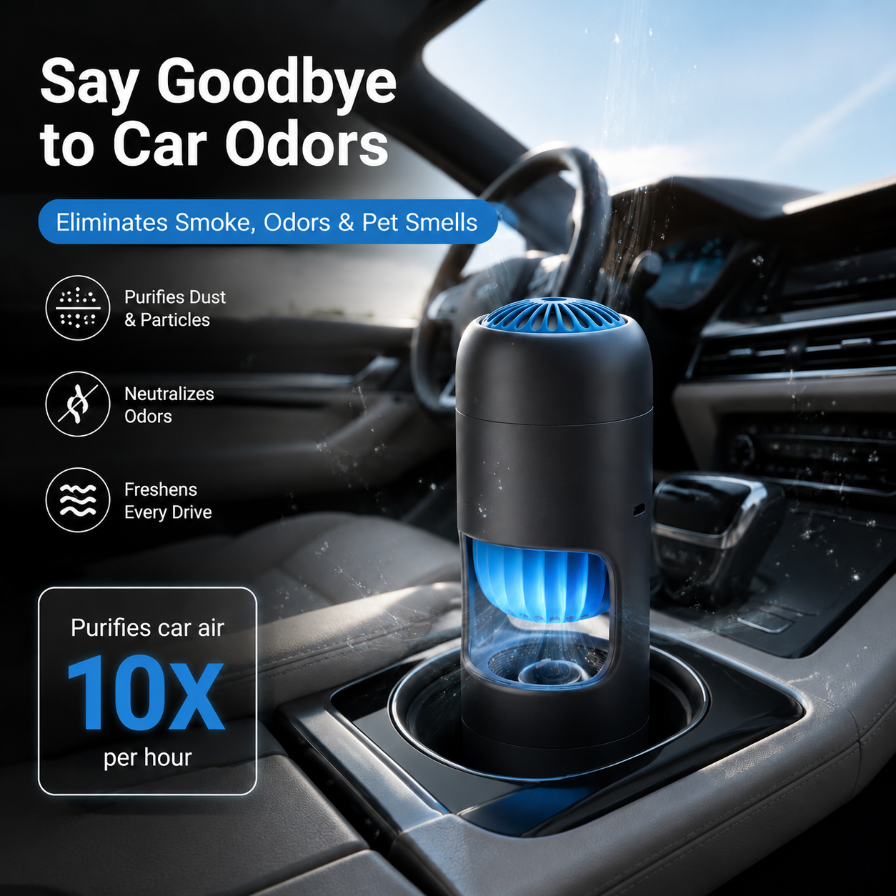 VelCar Auto Visible Car Air Purifier | HEPA Filter for Smoke & Odors