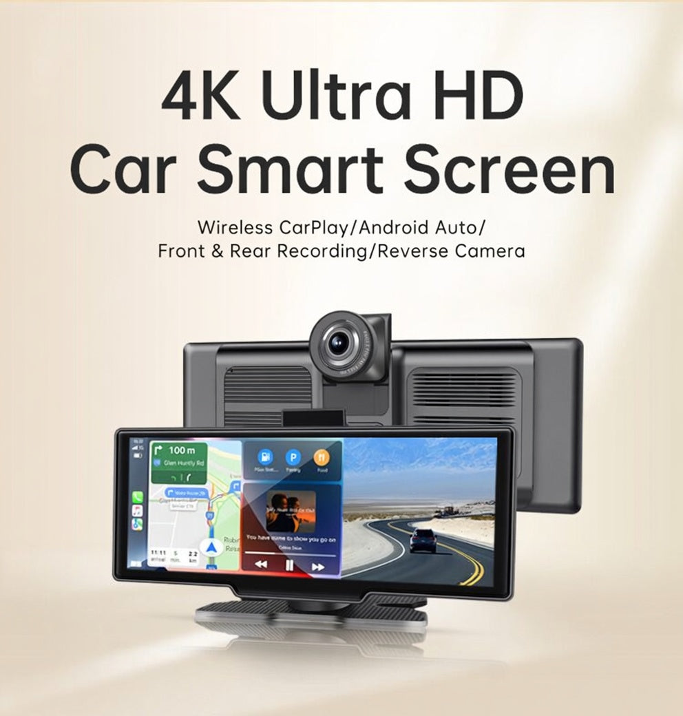 4K Dual Lens CarPlay Rearview Mirror Dash Cam